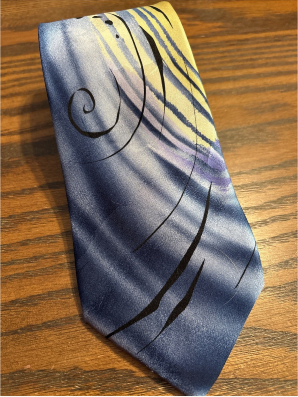 j garcia tie “curves & lines” collection fifty six blue/yellow